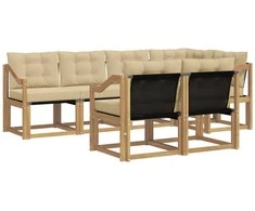 Lauko sofos komplektas su pagalve 7 pcs Balta ir kreminė