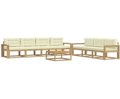 Lauko sofos komplektas su pagalve 7 pcs Balta ir kreminė