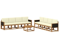 Lauko sofos komplektas su pagalve 7 pcs Natūralus ir grietinėlė