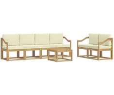 Lauko sofos komplektas su pagalve 7 pcs Balta ir kreminė