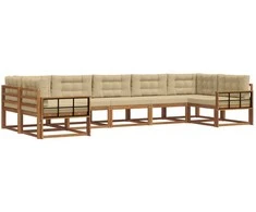 Lauko sofos komplektas su pagalve 7 pcs Natūralus ir bežinis