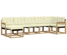 Lauko sofos komplektas su pagalve 7 pcs Balta ir kreminė