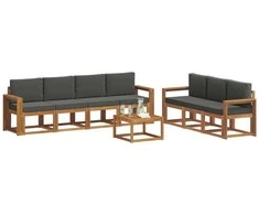 Lauko sofos komplektas su pagalve 8 pcs Natūralus ir antracitas