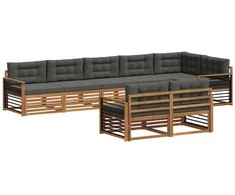 Lauko sofos komplektas su pagalve 8 pcs Natūralus ir antracitas