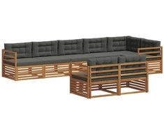 Lauko sofos komplektas su pagalve 8 pcs Natūralus ir antracitas