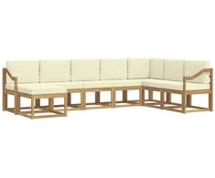 Lauko sofos komplektas su pagalve 8 pcs Balta ir kreminė
