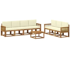 Lauko sofos komplektas 8 pcs Natūralus ir grietinėlė