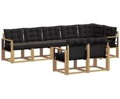 Lauko sofos komplektas su pagalve 8 pcs Balta ir juoda
