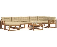 Lauko sofos komplektas su pagalve 8 pcs Natūralus ir bežinis