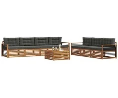Lauko sofos komplektas su pagalve 8 pcs Natūralus ir antracitas