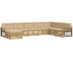 Lauko sofos komplektas su pagalve 8 pcs Balta ir kreminė