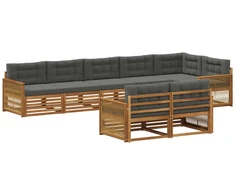 Lauko sofos komplektas su pagalve 8 pcs Natūralus ir antracitas