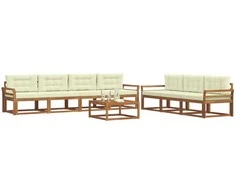 Lauko sofos komplektas su pagalve 8 pcs Natūralus ir grietinėlė