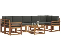 Lauko sofos komplektas su pagalve 8 pcs Natūralus ir antracitas