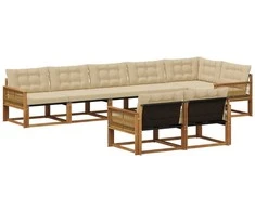 Lauko sofos komplektas su pagalve 8 pcs Natūralus ir bežinis