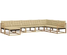Lauko sofos komplektas su pagalve 8 pcs Balta ir kreminė