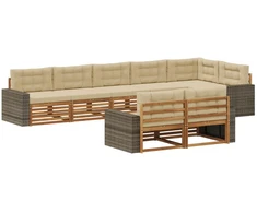 Lauko sofos komplektas su pagalve 8 pcs Natūralus ir bežinis
