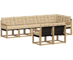 Lauko sofos komplektas su pagalve 8 pcs Balta ir kreminė