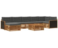 Lauko sofos komplektas su pagalve 8 pcs Natūralus ir antracitas