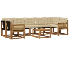 Lauko sofos komplektas su pagalve 8 pcs Natūralus ir bežinis