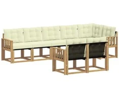 Lauko sofos komplektas su pagalve 8 pcs Balta ir kreminė