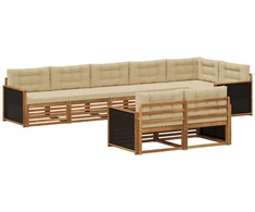 Lauko sofos komplektas su pagalve 8 pcs Natūralus ir bežinis
