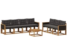 Lauko sofos komplektas su pagalve 8 pcs Natūrali ir juoda