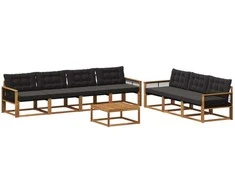 Lauko sofos komplektas su pagalve 8 pcs Natūrali ir juoda