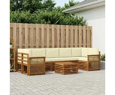 Lauko sofos komplektas su pagalve 8 pcs Natūralus ir grietinėlė