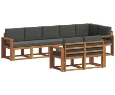 Lauko sofos komplektas su pagalve 8 pcs Natūralus ir antracitas