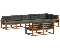 Lauko sofos komplektas su pagalve 8 pcs Natūralus ir antracitas
