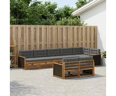 Lauko sofos komplektas su pagalve 8 pcs Natūralus ir antracitas