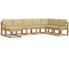 Lauko sofos komplektas su pagalve 8 pcs Balta ir kreminė