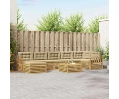 Lauko sofos komplektas su pagalve 8 pcs Balta ir kreminė