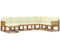 Lauko sofos komplektas su pagalve 8 pcs Natūralus ir grietinėlė