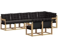 Lauko sofos komplektas su pagalve 8 pcs Balta ir juoda