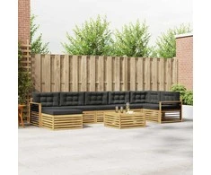 Lauko sofos komplektas su pagalve 8 pcs Balta ir antracito