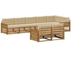 Lauko sofos komplektas su pagalve 8 pcs Natūralus ir bežinis