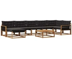 Lauko sofos komplektas su pagalve 8 pcs Natūrali ir juoda