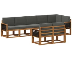 Lauko sofos komplektas su pagalve 8 pcs Natūralus ir antracitas