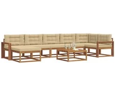 Lauko sofos komplektas su pagalve 8 pcs Natūralus ir bežinis