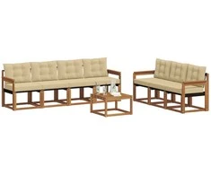 Lauko sofos komplektas su pagalve 8 pcs Natūralus ir bežinis
