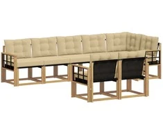 Lauko sofos komplektas su pagalve 8 pcs Balta ir kreminė