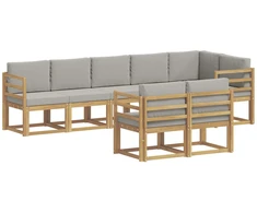 Lauko sofos komplektas su pagalve 8 pcs Balta ir šviesiai pilka