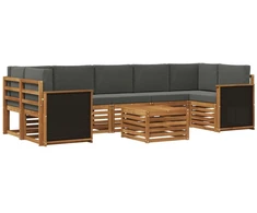Lauko sofos komplektas su pagalve 8 pcs Natūralus ir antracitas