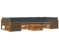 Lauko sofos komplektas su pagalve 8 pcs Natūralus ir antracitas