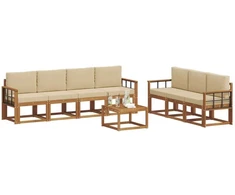 Lauko sofos komplektas su pagalve 8 pcs Natūralus ir bežinis