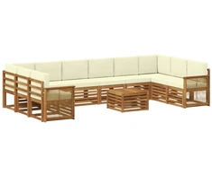 Lauko sofos komplektas su pagalve 8 pcs Natūralus ir grietinėlė