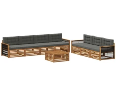 Lauko sofos komplektas su pagalve 8 pcs Natūralus ir antracitas
