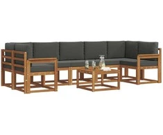 Lauko sofos komplektas su pagalve 8 pcs Natūralus ir antracitas